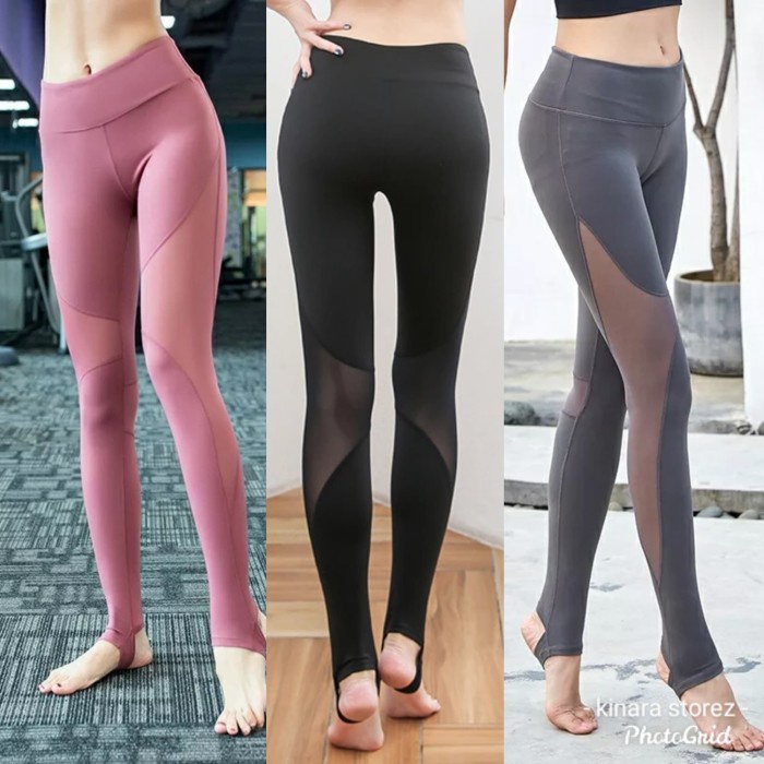 Legging Celana Legging Sport Mesh Transparan Olahrag Gym Fitness Wanita C109