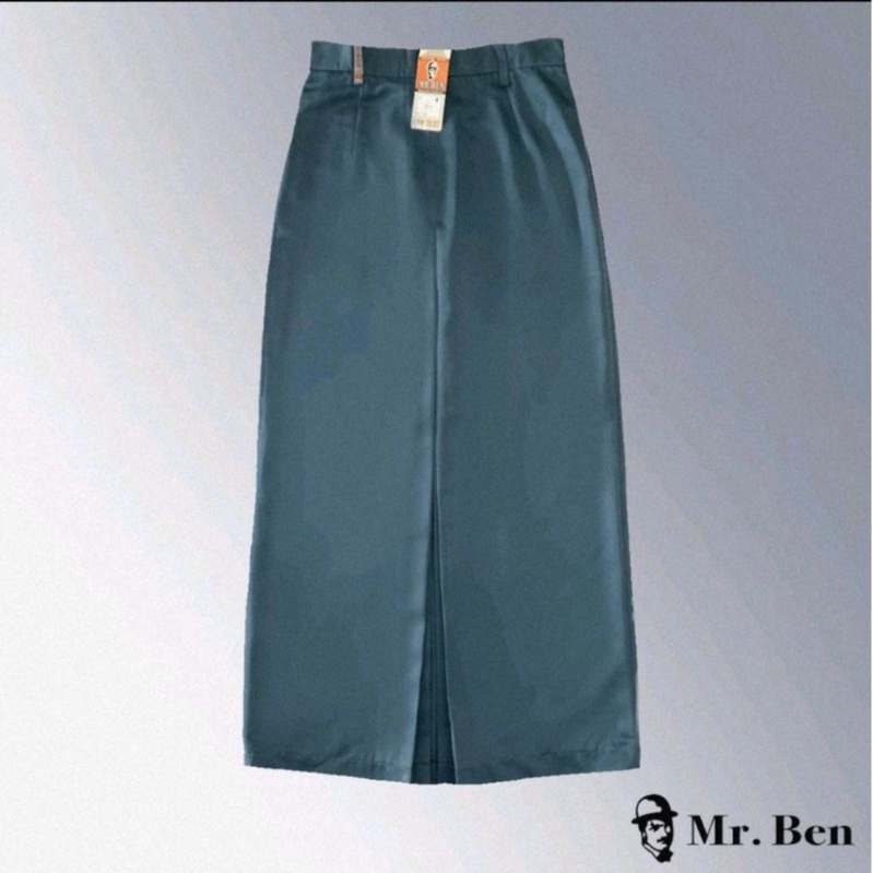 MR.BEN Seragam Sekolah Rok SMA Abu Sandwash / Bahan Licin Span panjang