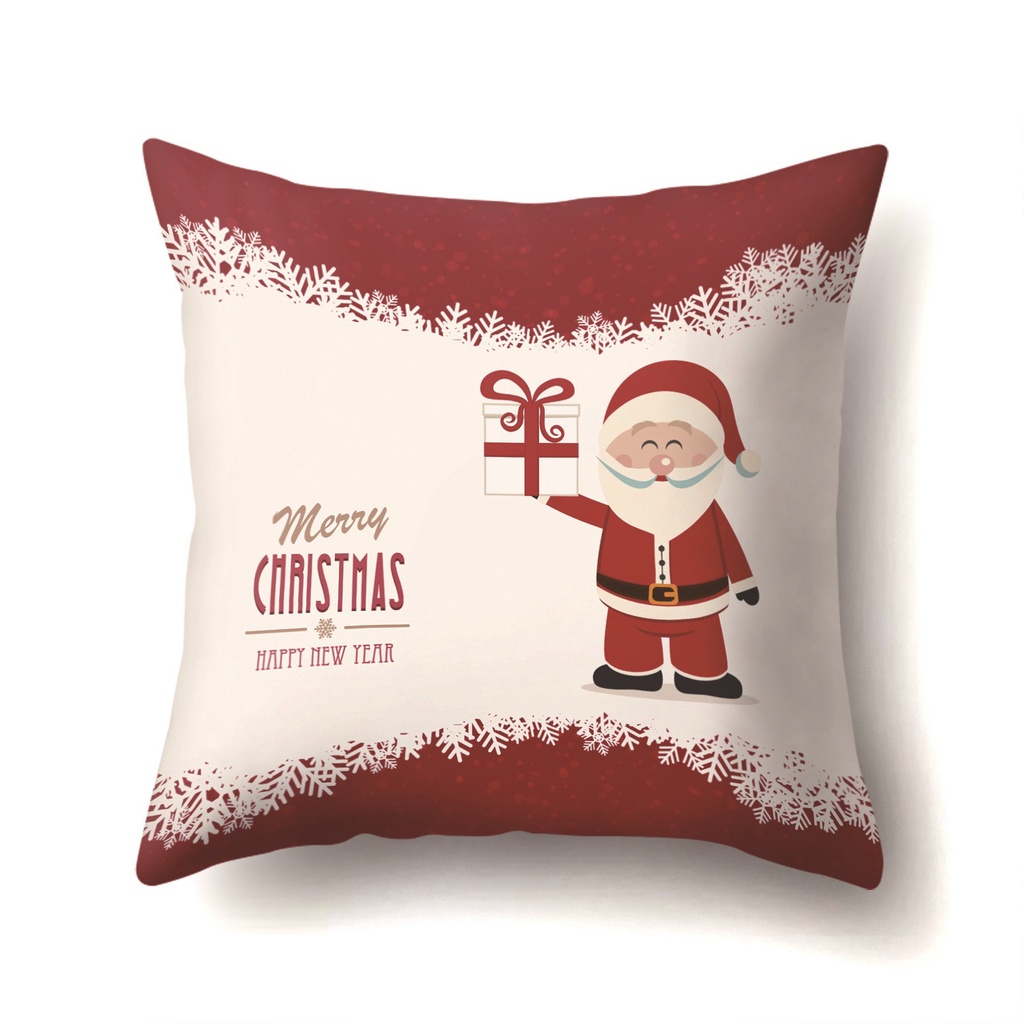 SARUNG TANPA BANTAL Kursi SOFA MOTIF NATAL Santa CHRISTMAS HOLIDAY 45 x 45cm Dekorasi Xmas Hiasan Pillow Case