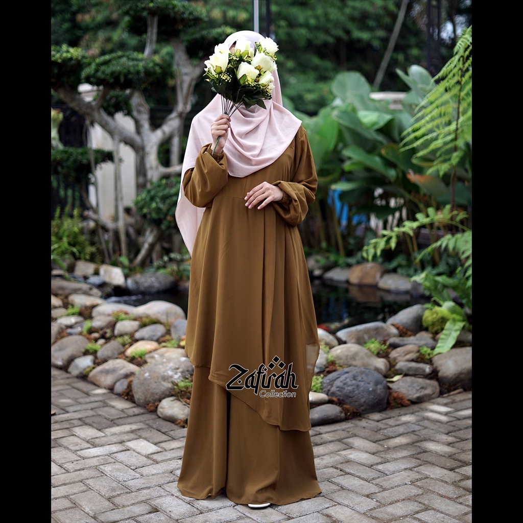 Gamis Polos Terbaru Bahan Ceruty Babydoll - Khanza Dress Ori Zafirah