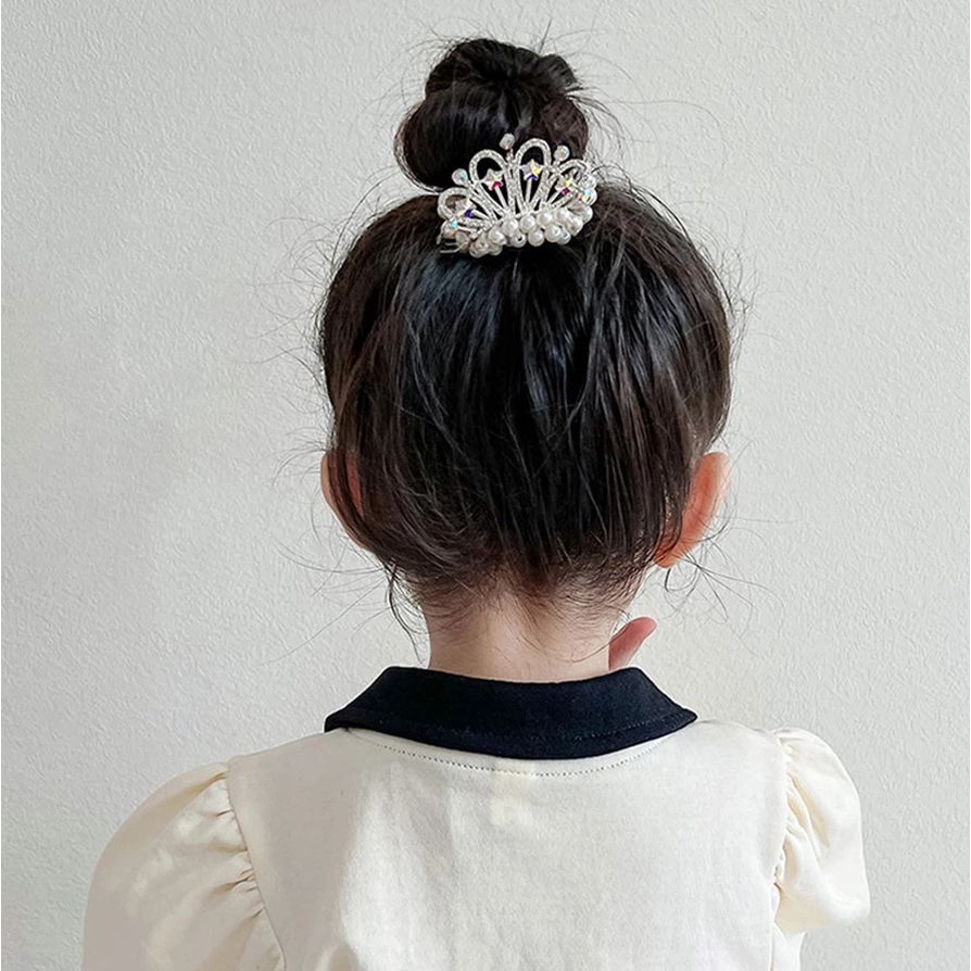 3SP | ART91 Ikat Rambut Wanita Anak Perempuan Model Mahkota Mutiara Permata Karet Rambut Anak Lucu Cantik Gaya Korea Import