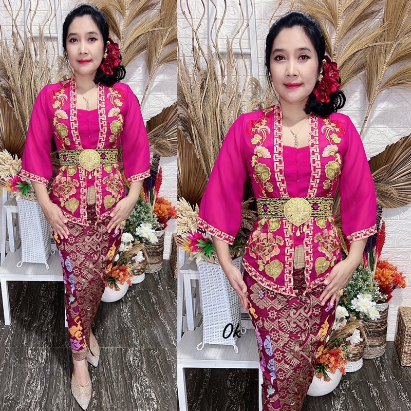 kebaya jadi bordir motif daun waru