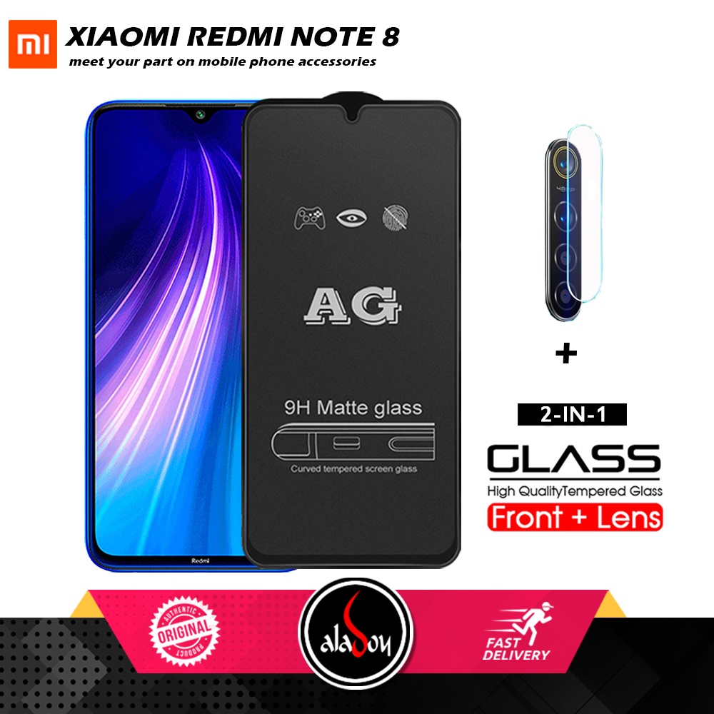 Xiaomi Redmi Note 8 PAKET 2IN1 Tempered Glass Matte Anti Glare Full Layar dan Tempered Glass Kamera