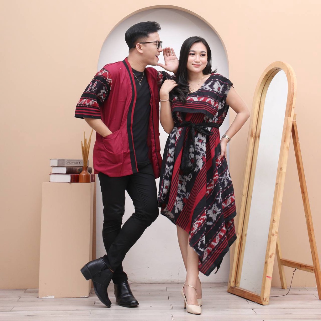 DRESS SIERA DELIMA &amp; KIMONO COUPLE TENUN DEBBY STORE