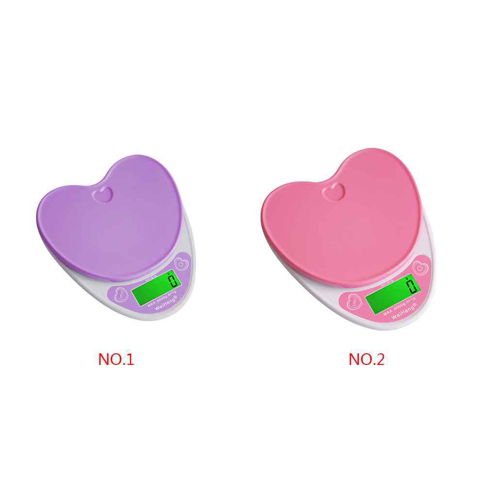 Digital 5kg/1g Lovely Heart Shaped Kitchen Food Balance Scale Timbangan Elektronik