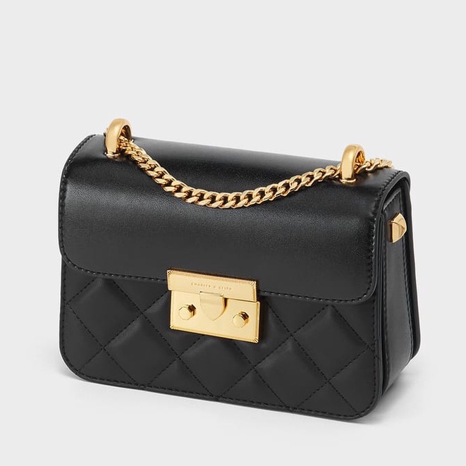 TAS SELEMPANG BOXY QUILTED CHAIN STRAP METALIC PUSH LOCK SHOULDER BAG & SLING BAG PREMIUM [ FREE BUB