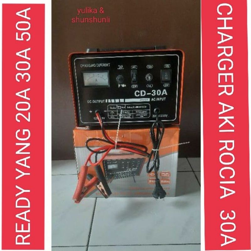 charger aki cas ACCU rocia 20a 30a 50a quick charger aki motor dan mobil