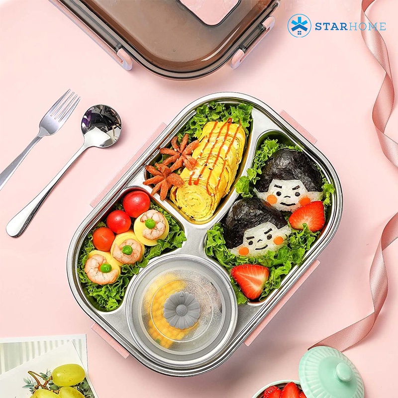 Kotak Makan  Anti Tumpah Tas Bekal Lunch Box Set Tempat Makan Stainless Tahan Panas Tempat Penyimpanan Makan