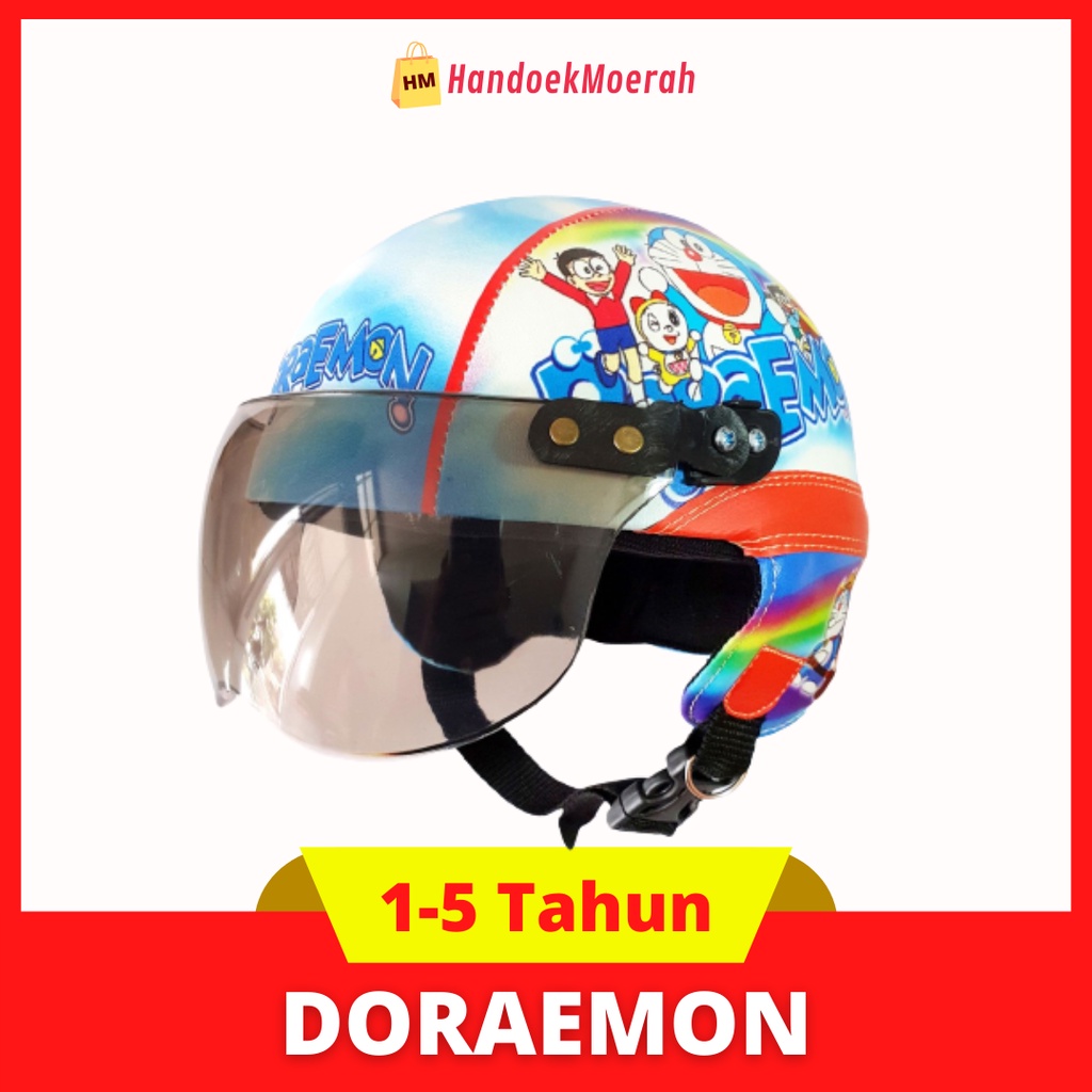 Helm Anak SPECIAL RETRO DORAEMON Murah / Helmet Non SNI / Helm Karakter Kartun Lucu / Helm Anak Cowok Laki Laki 1 2 3 4 5 Tahun