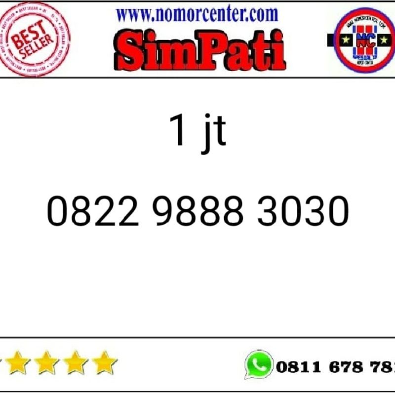 NOMOR CANTIK SIMPATI 0822 9XXX 3030 SERI DOUBLE AB 3030 RAPI B11