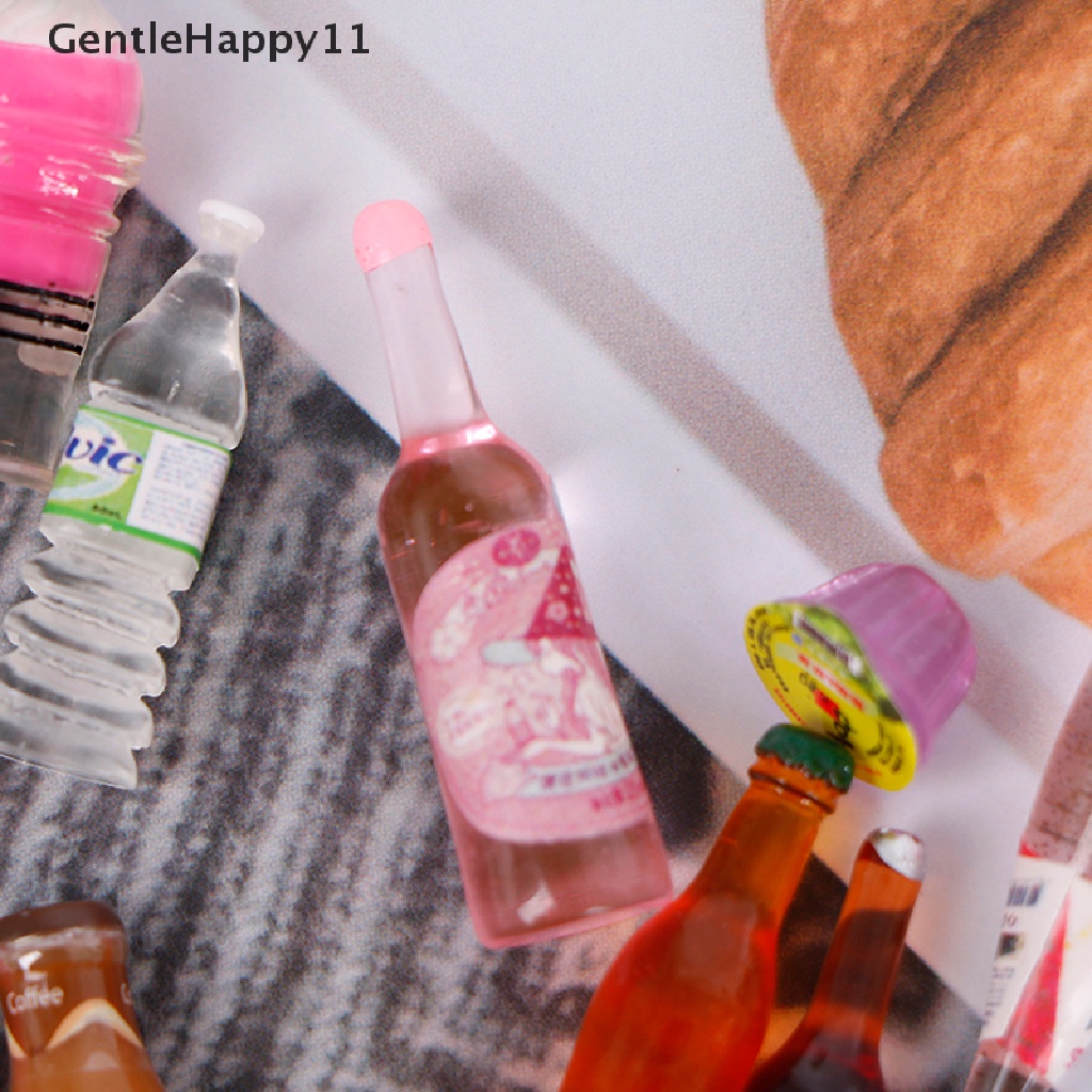 GentleHappy 10Pcs/Bag Doll House Resin Simulation Mini Supermarket Beverage Bottle Toy Model id