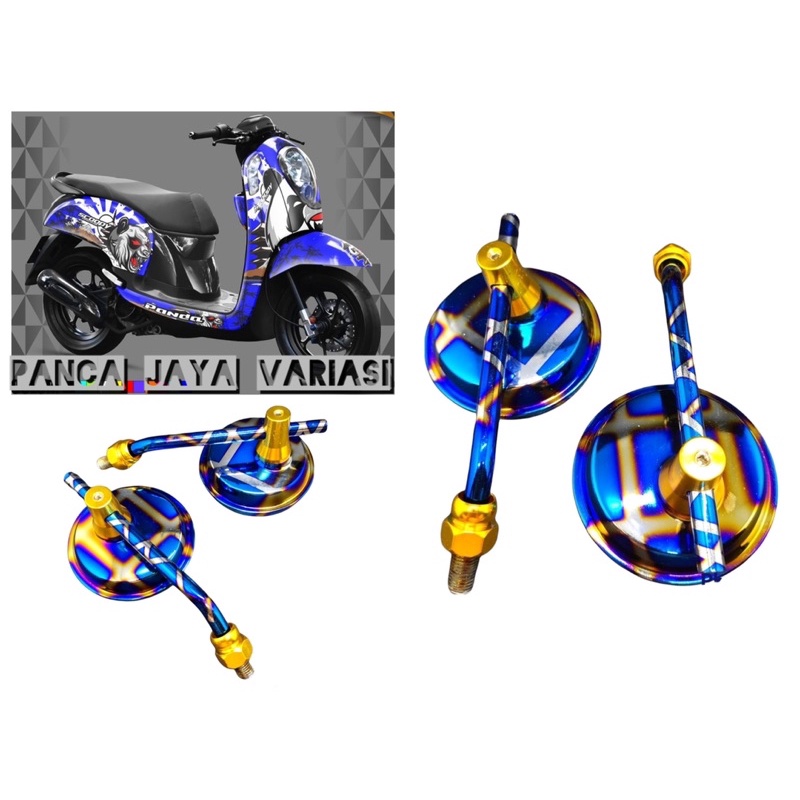 Spion Twotone Beat Vario Scopy Universal Honda Dan Yamaha / Spion Two Tone Tangkai Panjang Dan Pendek