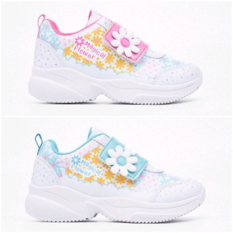 SEPATU SNEAKERS MAGICAL FLOWER VELCRO ANAK  KUDA PONY/ SEPATU ANAK TK SD / SEPATU PUTIH ANAK