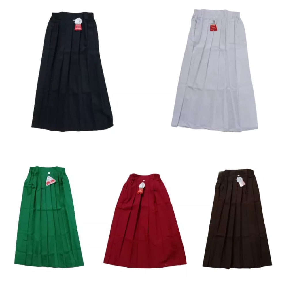 Rok Sekolah Panjang SD/MI Umum Warna Merah,Hitam,Putih,Hijau &amp; Coklat Pramuka