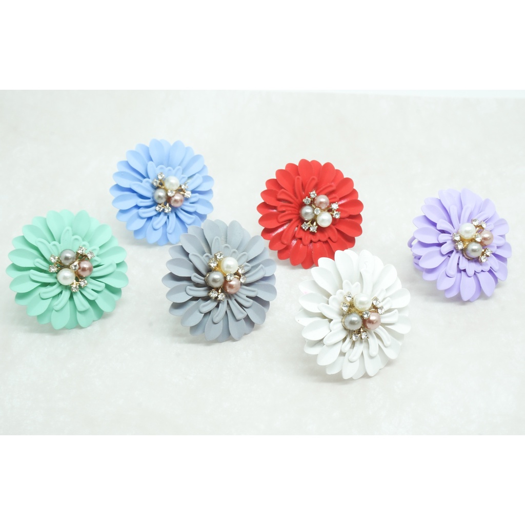 Bros Ring Hijab Bunga Besar - Ring Hijab Mutiara Bunga Premium