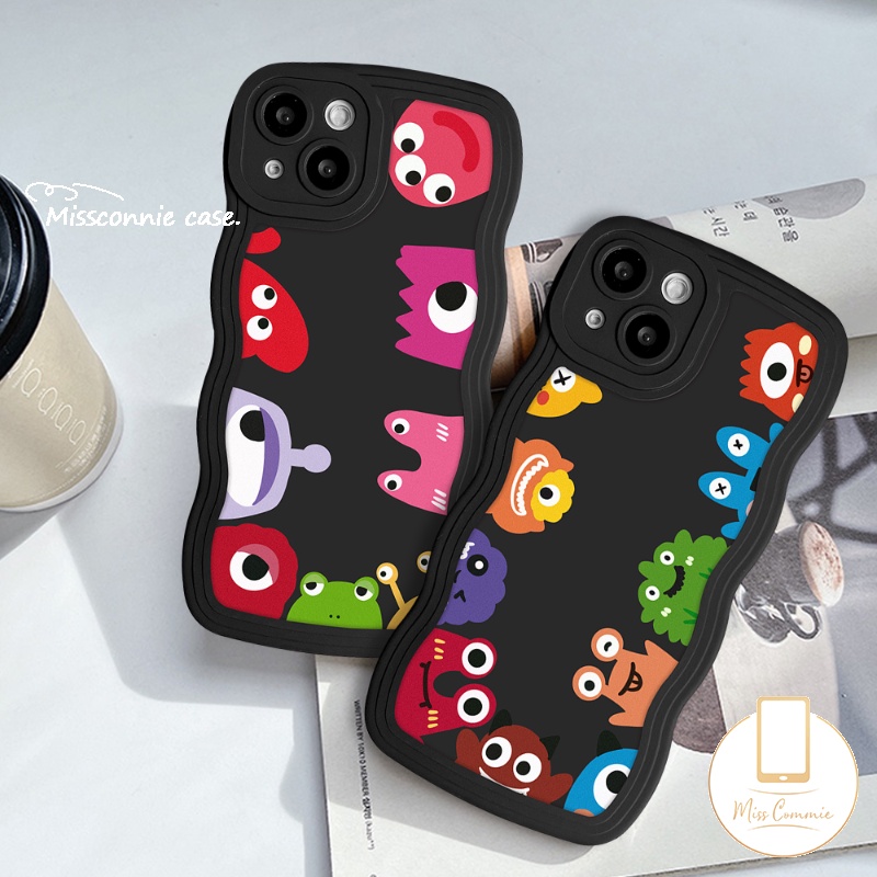 Casing Untuk Samsung A04 A04E A13 A12 A14 A32 A50s A52s A04s A50 A23 A53 A22 A52 A03s A33 A02s A03 A21s A30s A20 A11 A51 M22 A31 M32 Kartun Monster Kecil Lucu Lembut Bergelombang Edge Case