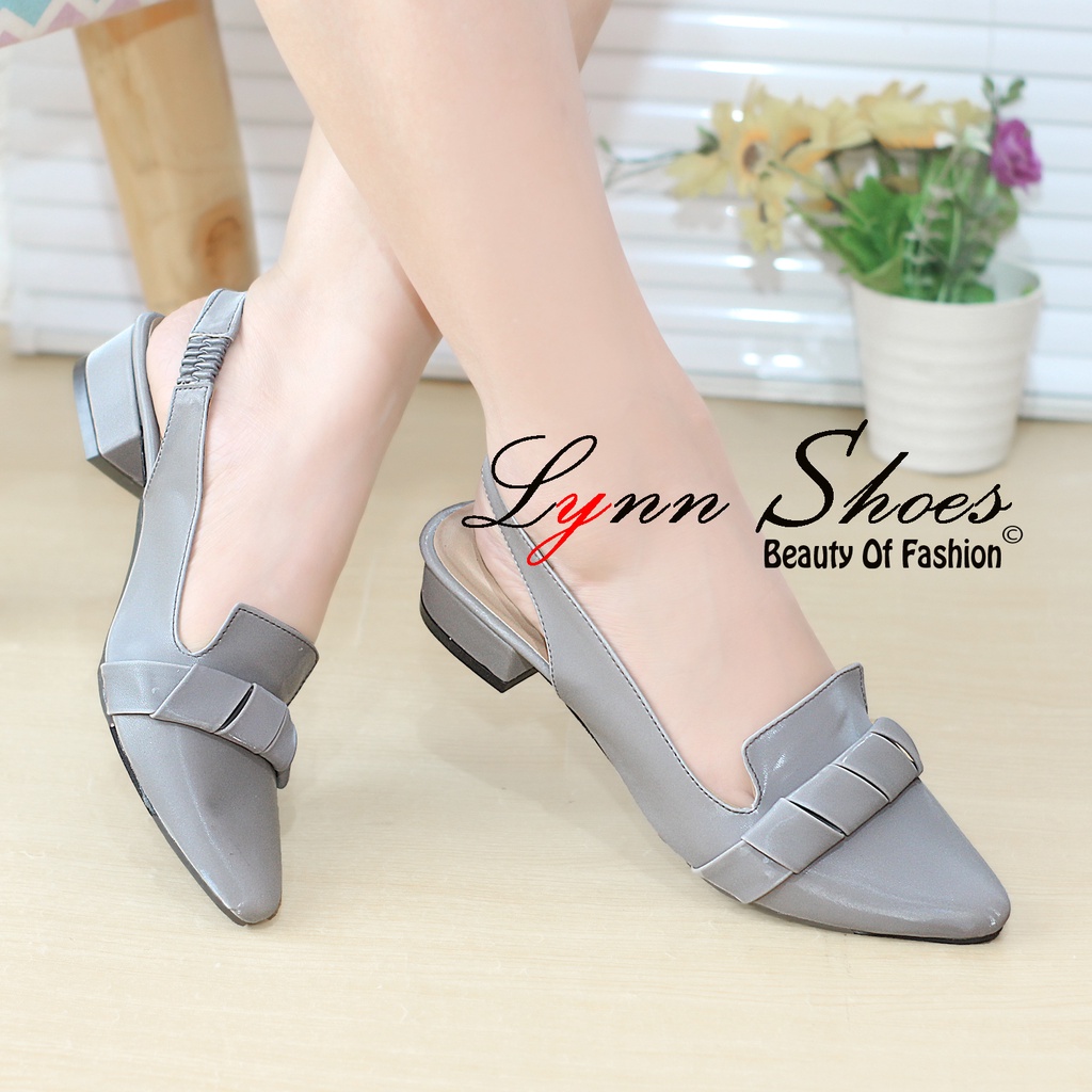 Lynn Sepatu Selop Wanita Tali Belakang Elastis Hak 2,5cm S15U - Abu / Coklat Muda / Coklat Tua / Hitam