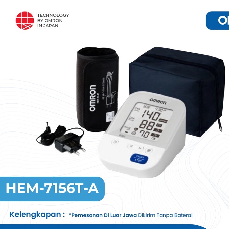 OMRON HEM 7156T-A + adaptor Tensimeter Digital + Connect Bluetooth Digital Tensimeter Alat Ukur Tekanan Darah With Bluetooth