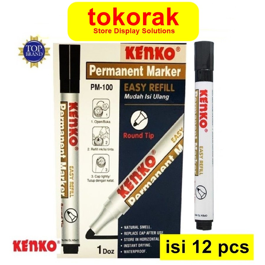 SPIDOL PERMANENT KENKO PM100 ISI 12PCS - PERMANENT MARKER - WHITEBOARD