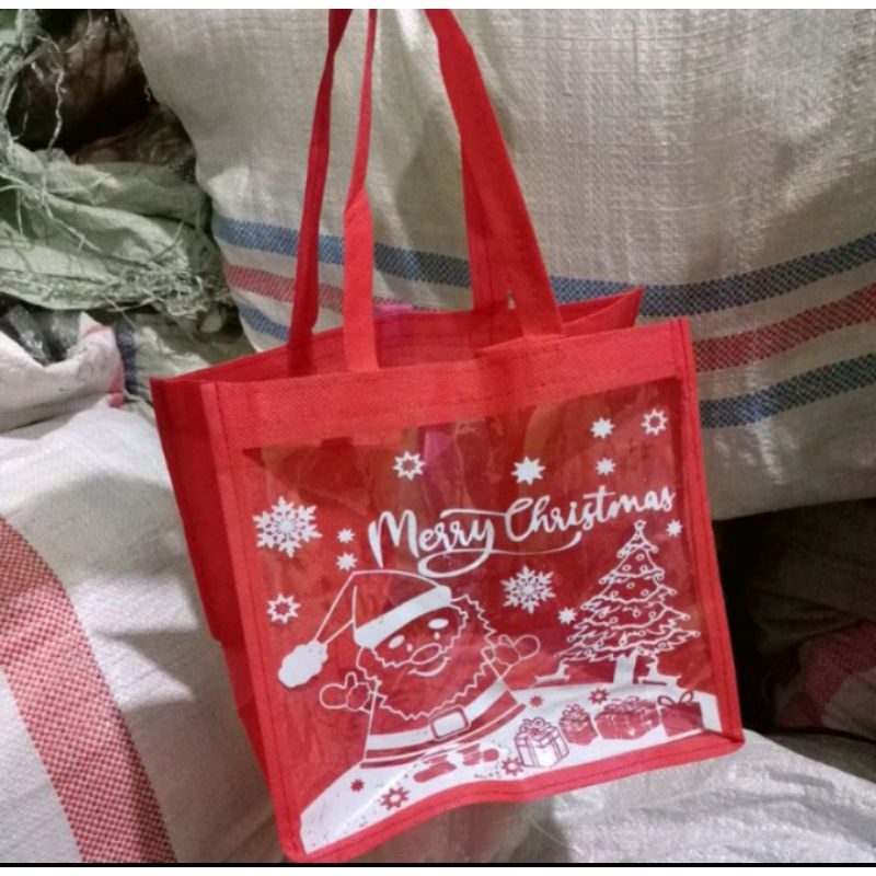 (1lusin=12pcs)Tas Natal dus 22x22 mika kombinasi spunbond