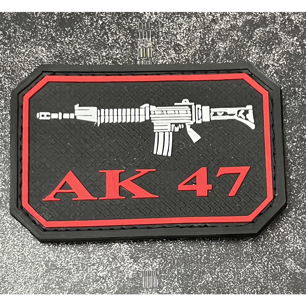 Patch AK47 (Htm Merah) - Patch Velcro AK47 - Prepetan AK47 -  Velcro Karet