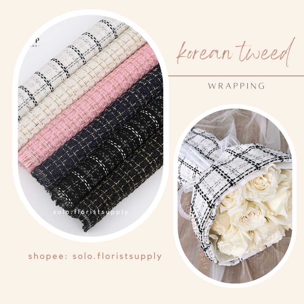 TR [SW] 150X50CM KOREAN TWEED WRAPPNG FLOWER BAHAN TWEED CHANEL bahan kain tweed akrilik Kain Chanel