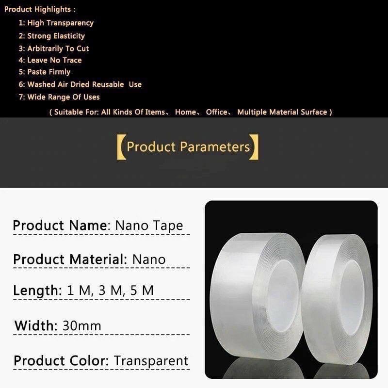 DOUBLE TAPE NANO BENING TRANPARAN 1M 3M 5M / NANO TAPE 1 METER / DOUBLE TAPE AJAIB ISOLASI BENING /