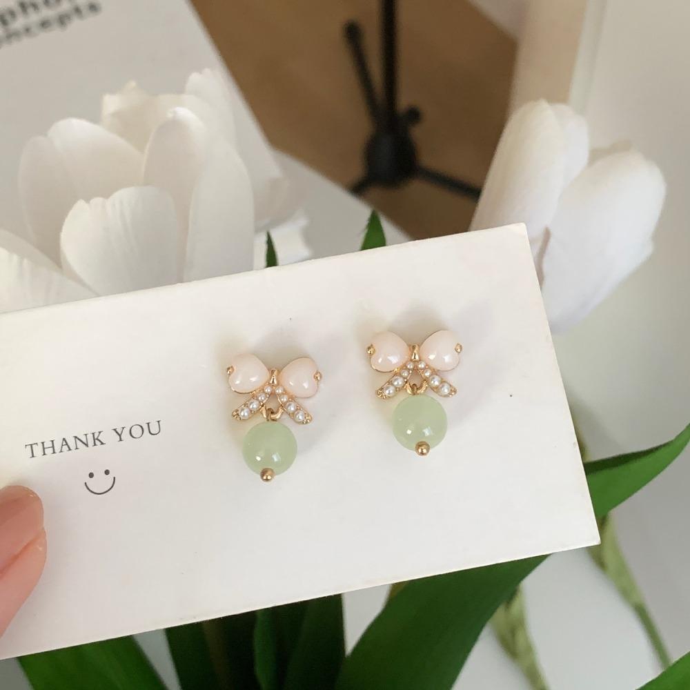 Anting Pejantan Mutiara Agustinina Temperamen Trendi Wanita Giok Indah Alloy Anting Gaya Korea