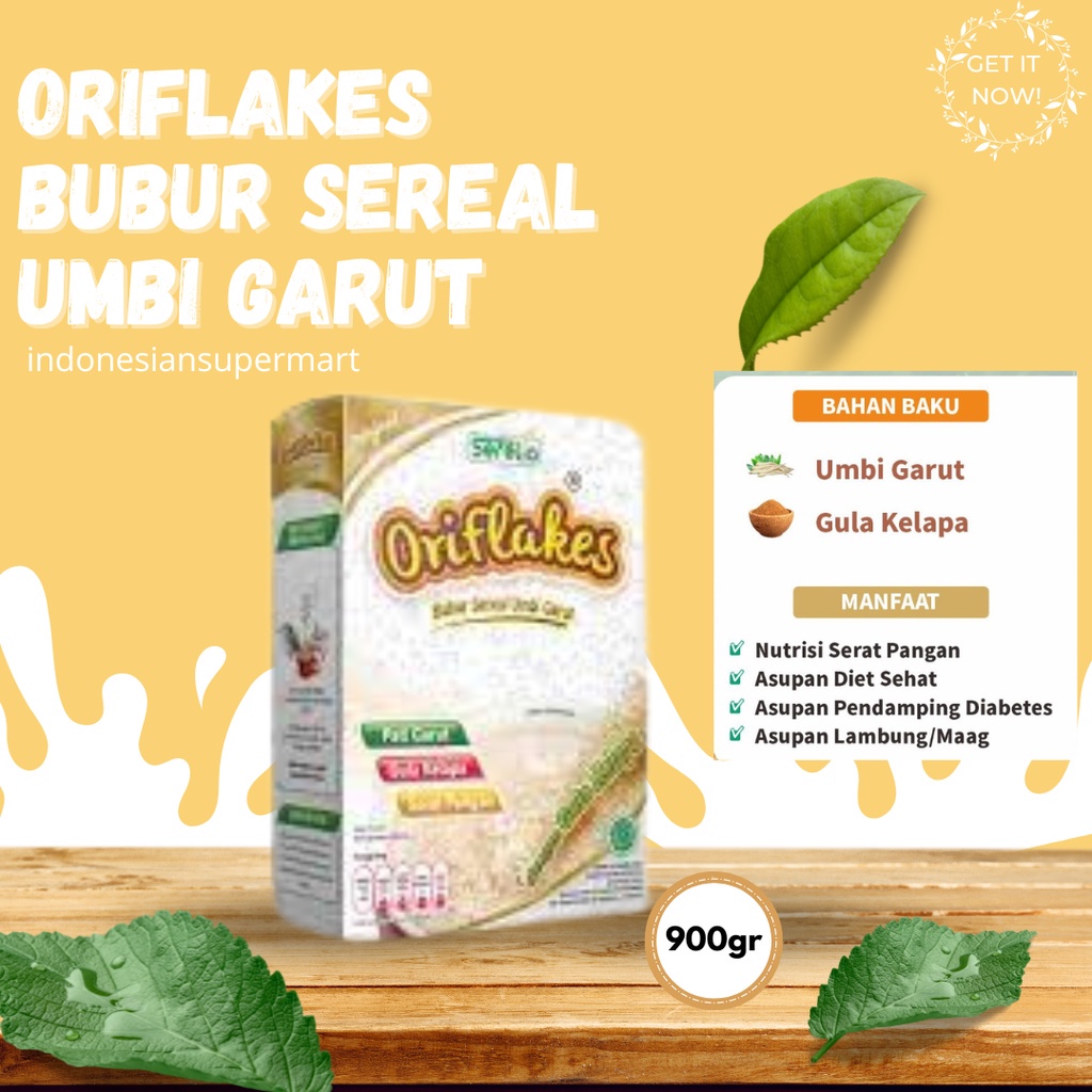 

Oriflakes Bubur Sereal Umbi Garut dengan Gula Kelapa Asupan Pendamping Diabetes Diet Sehat Dan Solusi Asam Lambung Varian Orginal 900gr