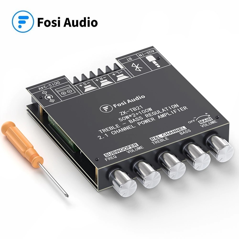 3 CHANNEL FOSI AUDIO BLUETOOTH 5.0 Amplifier 2.1 Channel POWER Receiver 2x50W + 100W SUBWOOFER TB21