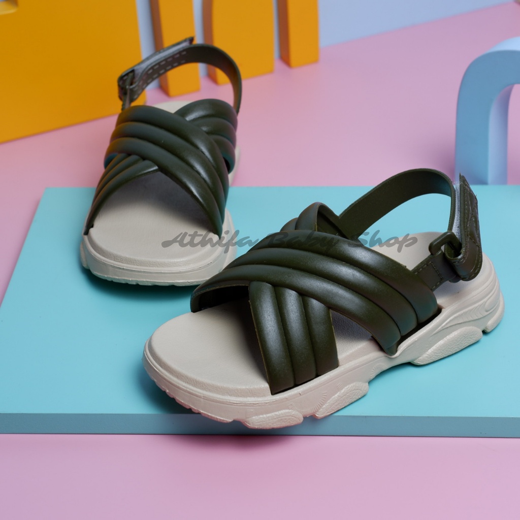Sepatu Sandal Anak Perempuan Balita Tali Belakang Usia 3 4 5 6 7 Tahun Sendal Gunung Karet Balita Cewek 2205 Silang