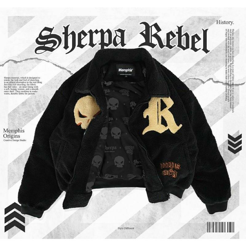 [ORIGINAL 100%] SHERPA REBEL MEMPHIS ORIGINS (LIMITED EDITION)/JAKET SHERPA/STREET STYLE/SHERPA REBE