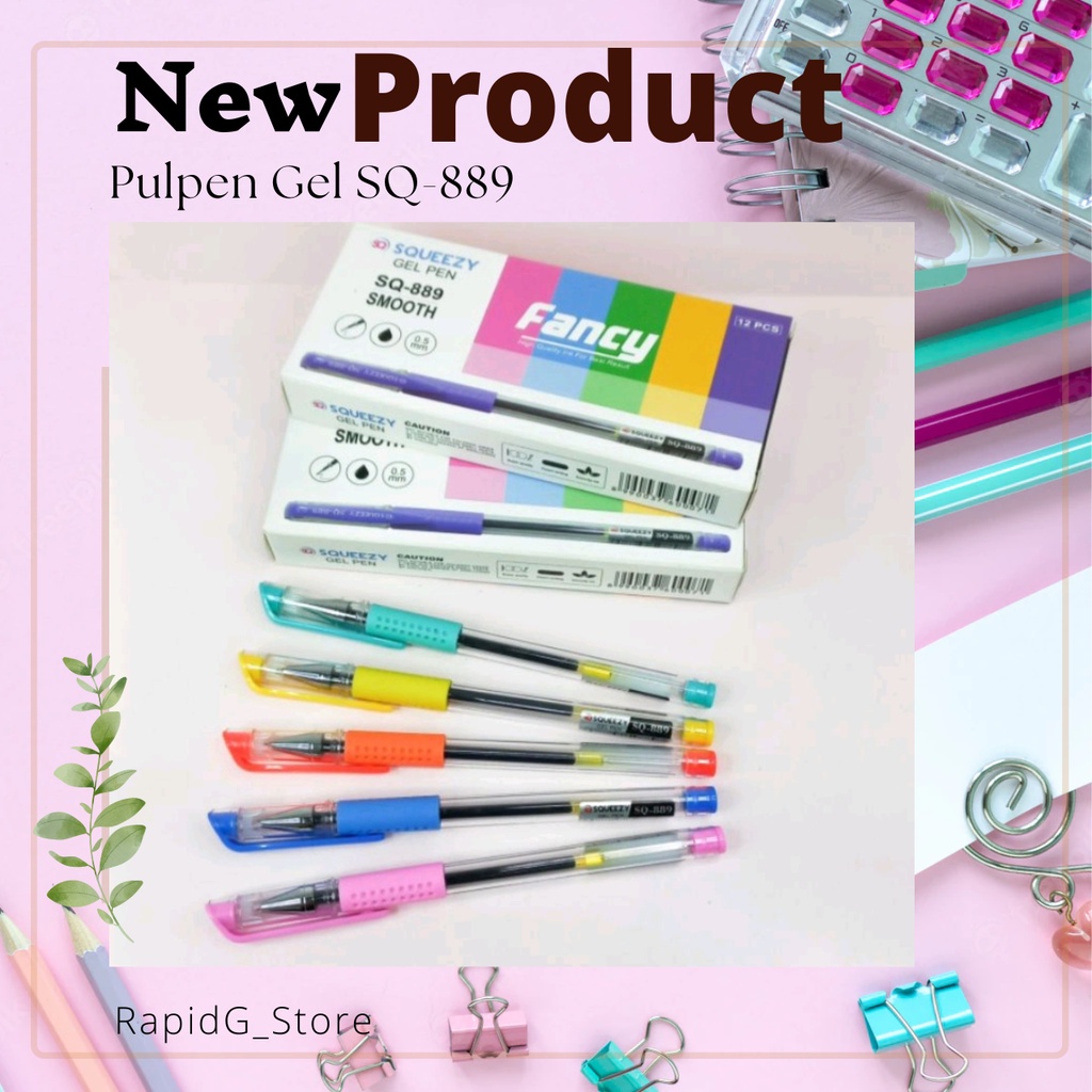 

1 Box 12 Pcs Pulpen Mimi Candy Gel Pen 0.5 MM Fancy Warna Warni Lucu Tinta Hitam Anak Sekolah Kantor SQ-889 Gel Mini Rainbow