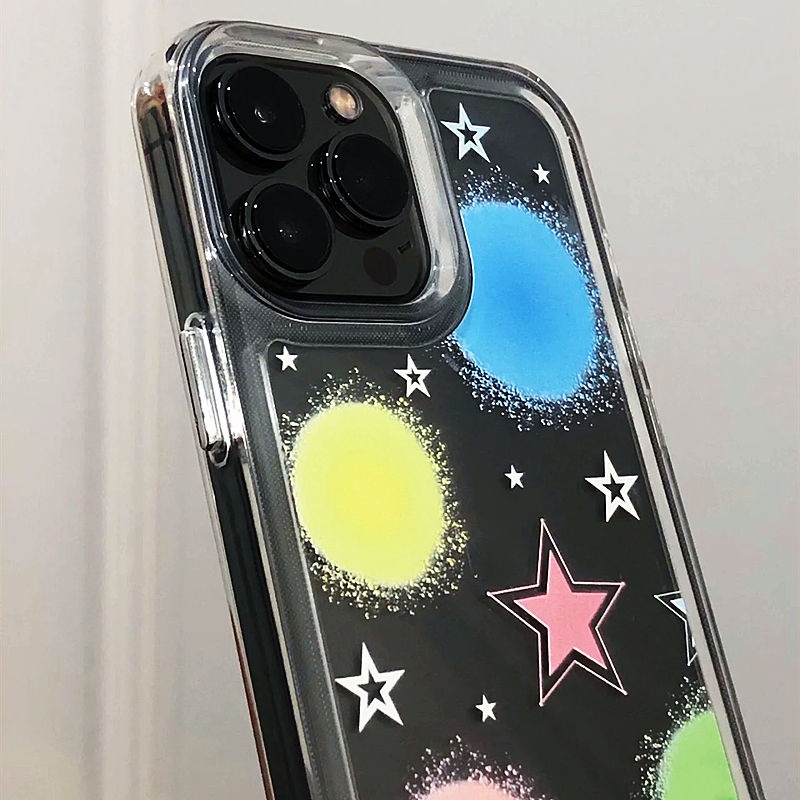 IPHONE Dot Star Soft Case Kompatibel Untuk Iphone14 13 12 11 Pro XS Max XR X8 7 Plus Casing Ponsel Silikon Transparan TPU Shockproof Cover