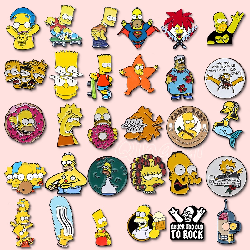 The Simpson Keluarga Enamel Pin Lucu Simpson Bros Lencana Kerah Pin Kartun Perhiasan Lencana Hadiah Untuk Teman