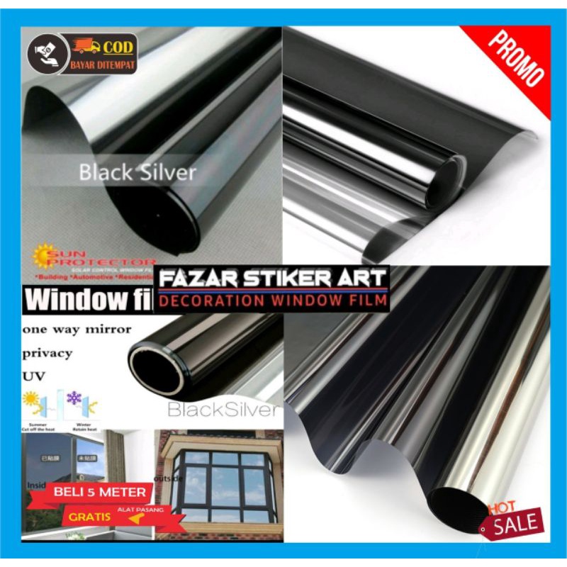 Stiker Kaca Film Oneway Silver Black Kaca Film Mobil Kaca Film Kantor Kaca Film Jendela Rumah Stiker
