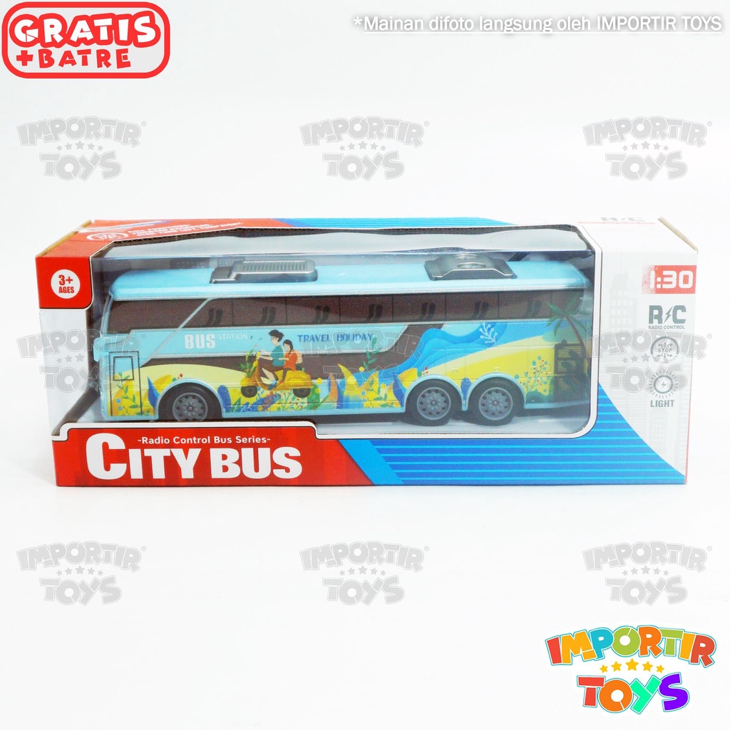 Mainan Anak Bus Remote Control dgn Lampu dan FREE Baterai