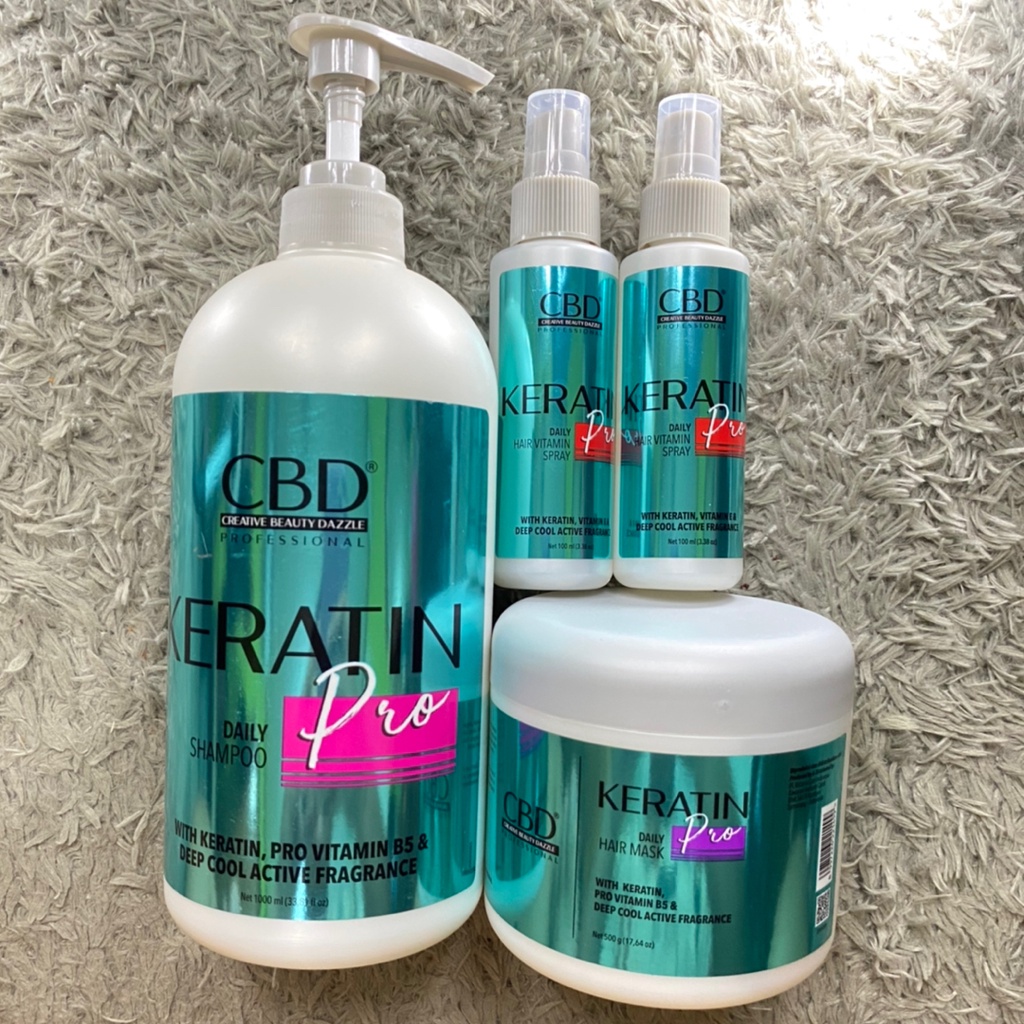 BPOM - CBD Professional Keratin Pro Hair Mask 250g&amp;500g | Keratin Pro Daily Hair Vitamin Spray 100ml | Shampoo 250g  | Conditioner 250g