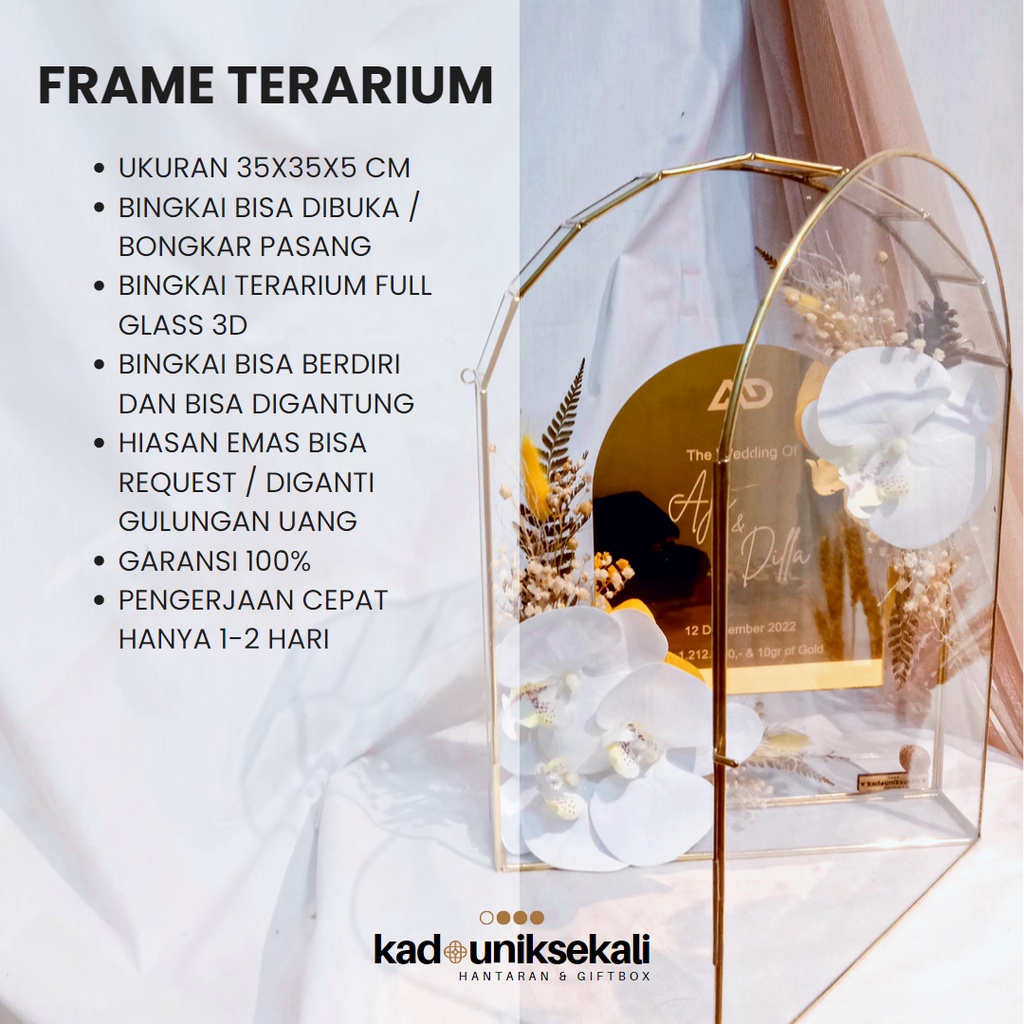 MAHAR FULL GLASS DOME TERARIUM 35X25 - MAHAR PERNIKAHAN TERIMA JADI