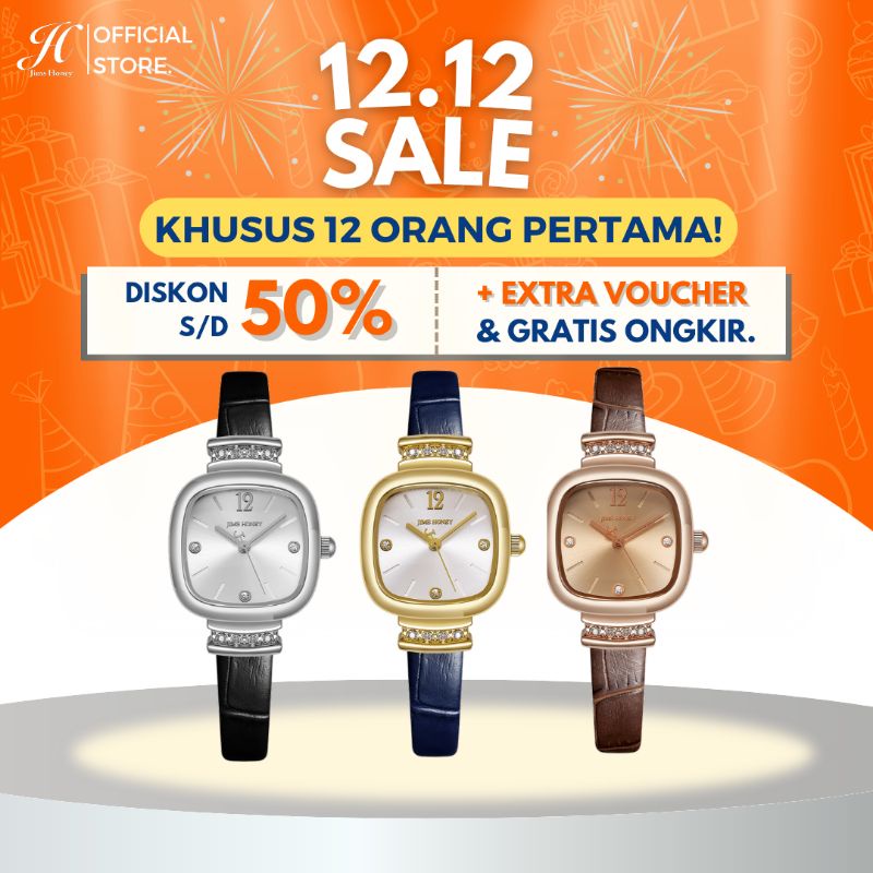 JAM TANGAN TALI KULIT ANALOG ANTI AIR WANITA TYPE 8012 BY JIMS HONEY ORIGINAL MURAH TERBARU 2023