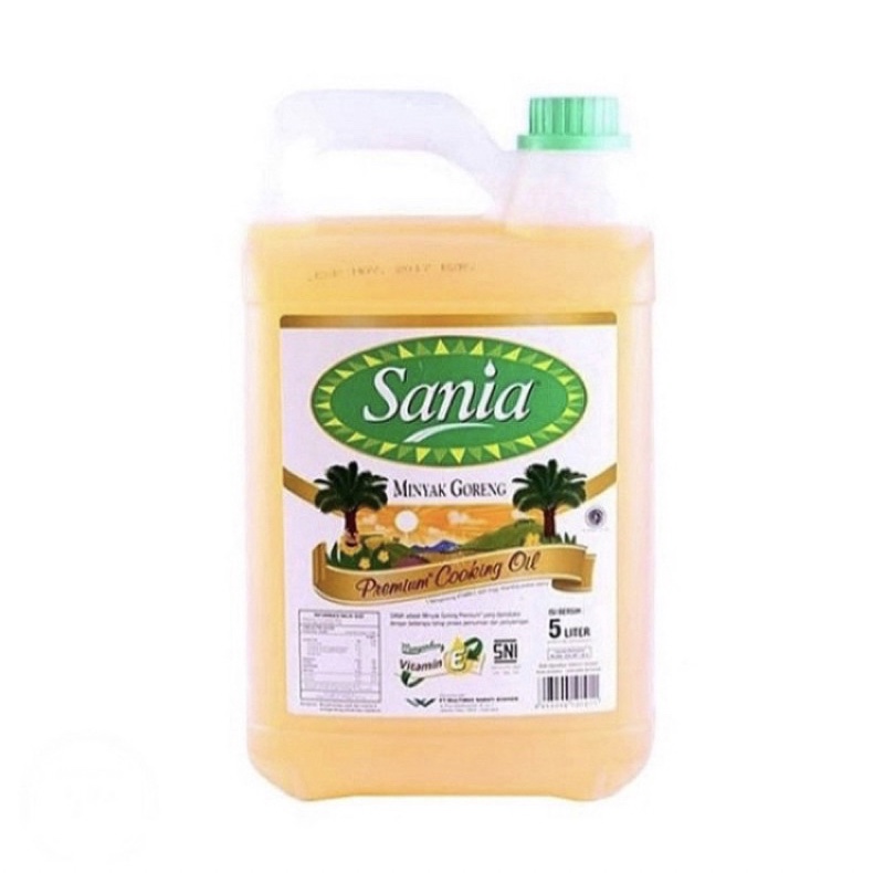 

Minyak Goreng Sania 5 Liter / Minyak / Goreng / Sania / Derigen / isi / 5 / L / Liter / Botol / jerigen