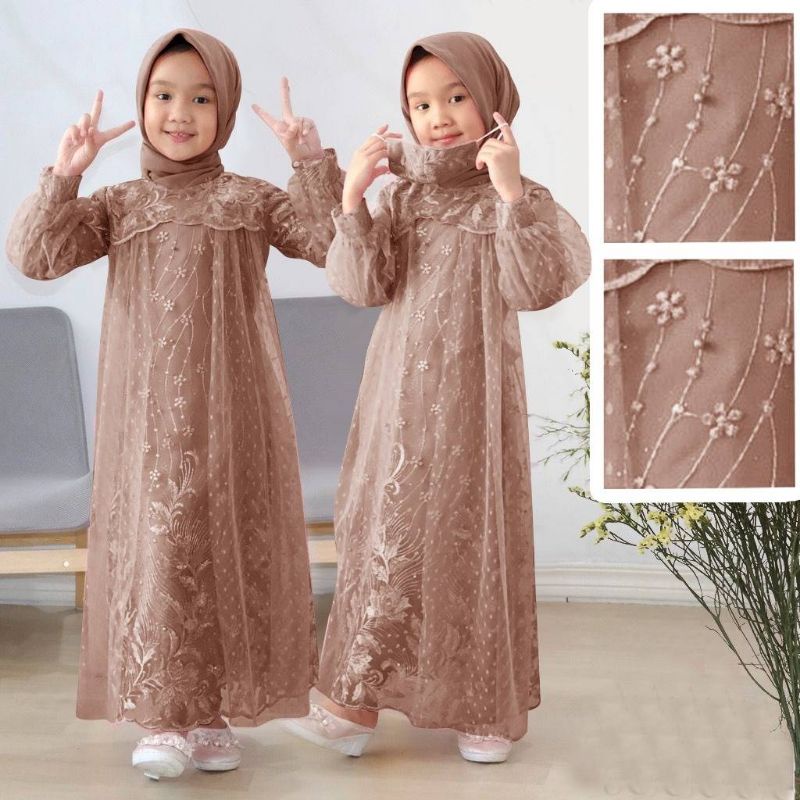 MAXI LIANA KID /GAMIS ANAK TERBARU /GAMIS FULL BRUKAT /GRATIS MASKER