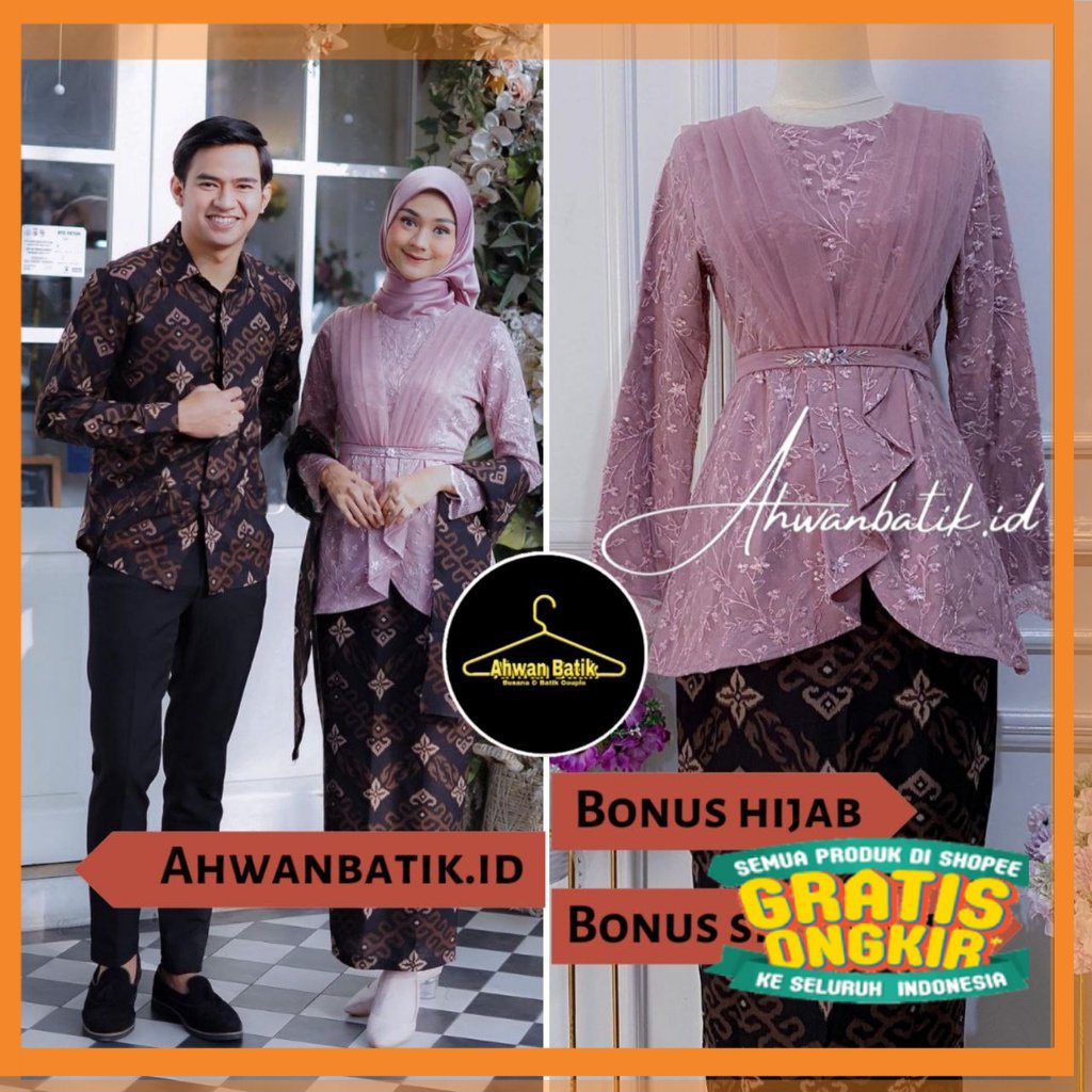 SPESIAL NATAL 2022 Batik couple Aveena rose Bonus hijab kebaya couple lamaran kebaya modern