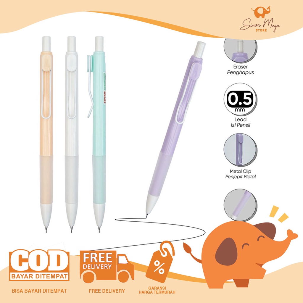 

Joyko Mechanical Pencil MP-54 0.5mm / Pensil Mekanik Warna Pastel Lucu Unik Murah