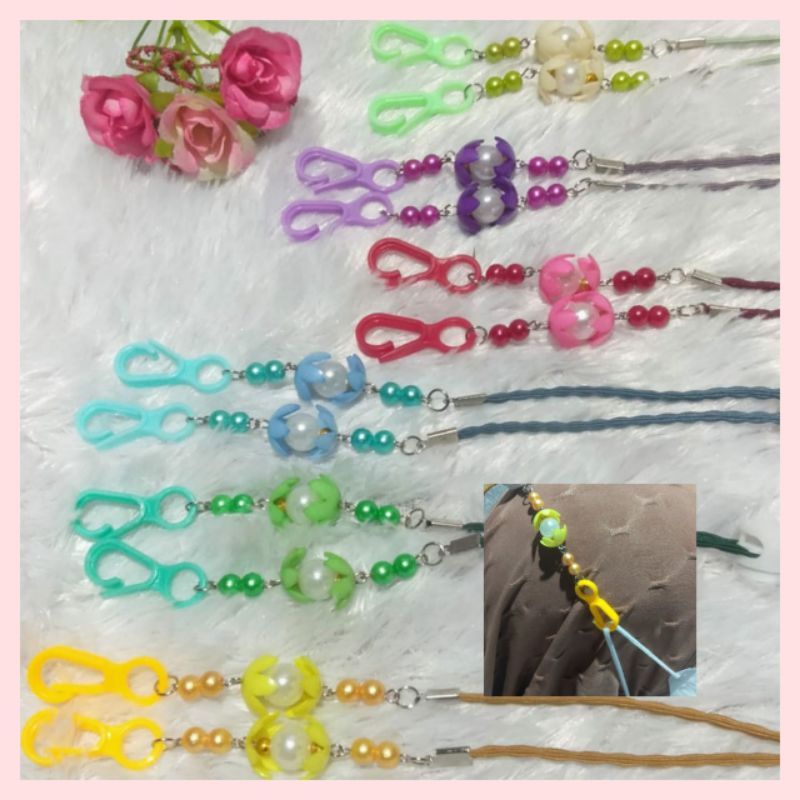 strap masker hijab 2in1 / pengait masker hijab bunga sakura