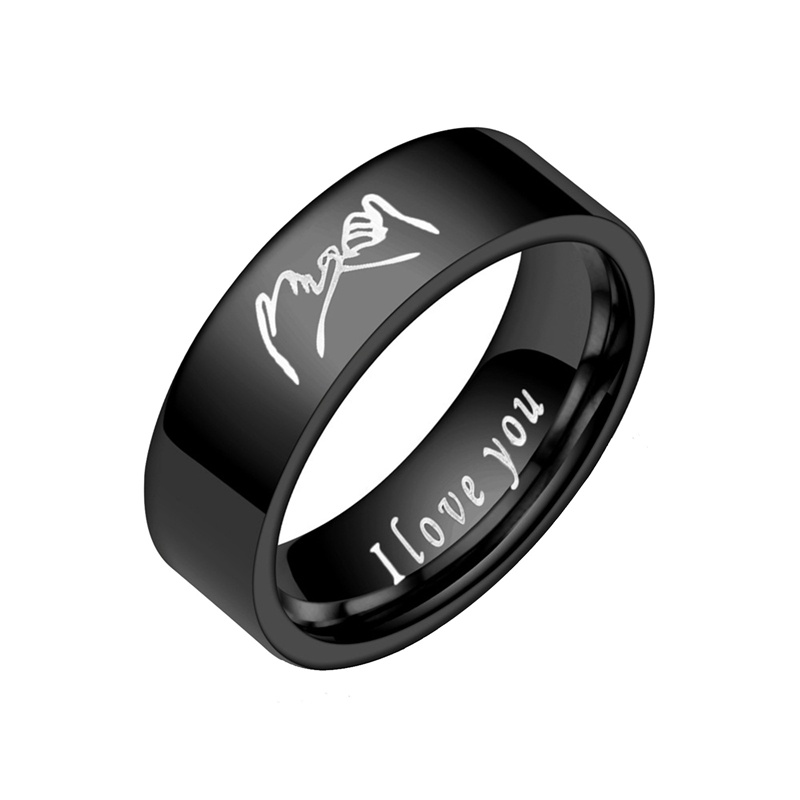 Fancyqube Cincin Pasangan Bahan Stainless Steel Desain Tangan I Love Yoy Untuk Hadiah Valentine