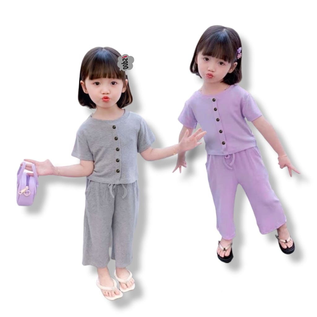 BAJU SETELAN ANAK PEREMPUAN LENGAN PENDEK / STELAN SWEATER ANAK KEKINIAN