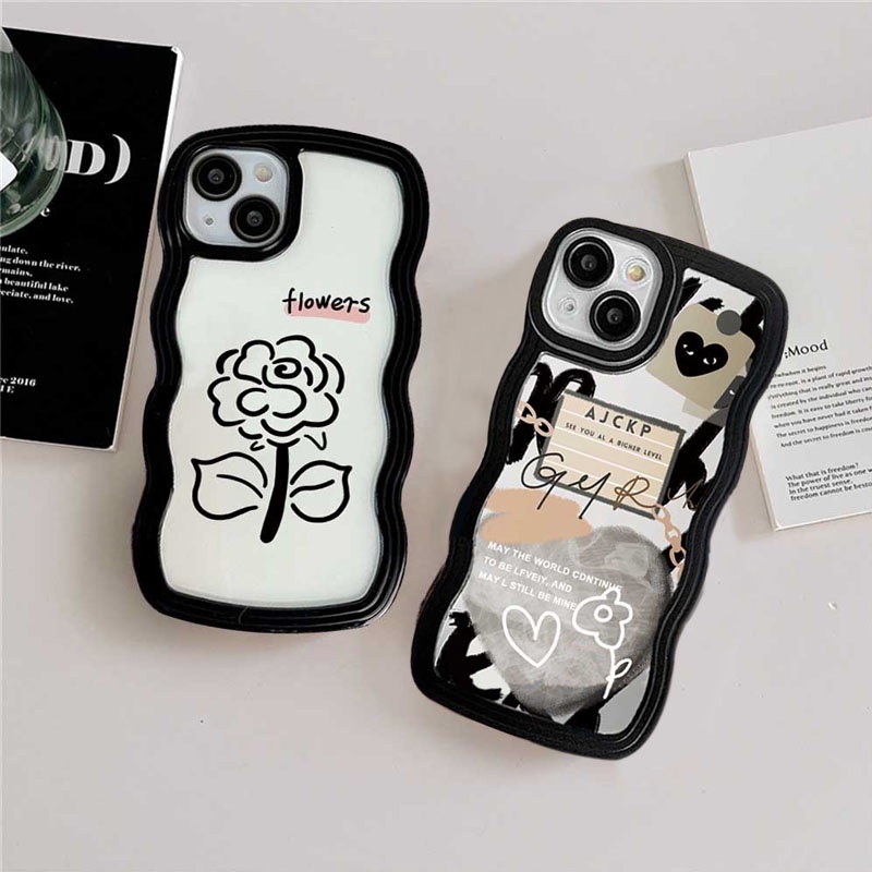 Redmi Note 11S 11 Pro 10C 10A Redmi9C 9T 9A Note10 5G Note 10S Note9 Note8 Poco X3 Pro NFC Halus Graffiti Love Garis Sederhana Bunga Soft Case Populer