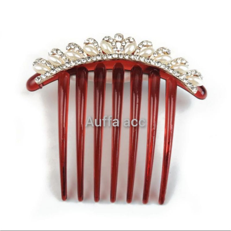 auffa acc sirkam tulang coklat / hiasan sanggul gigi 7 /sirkam rambut modern