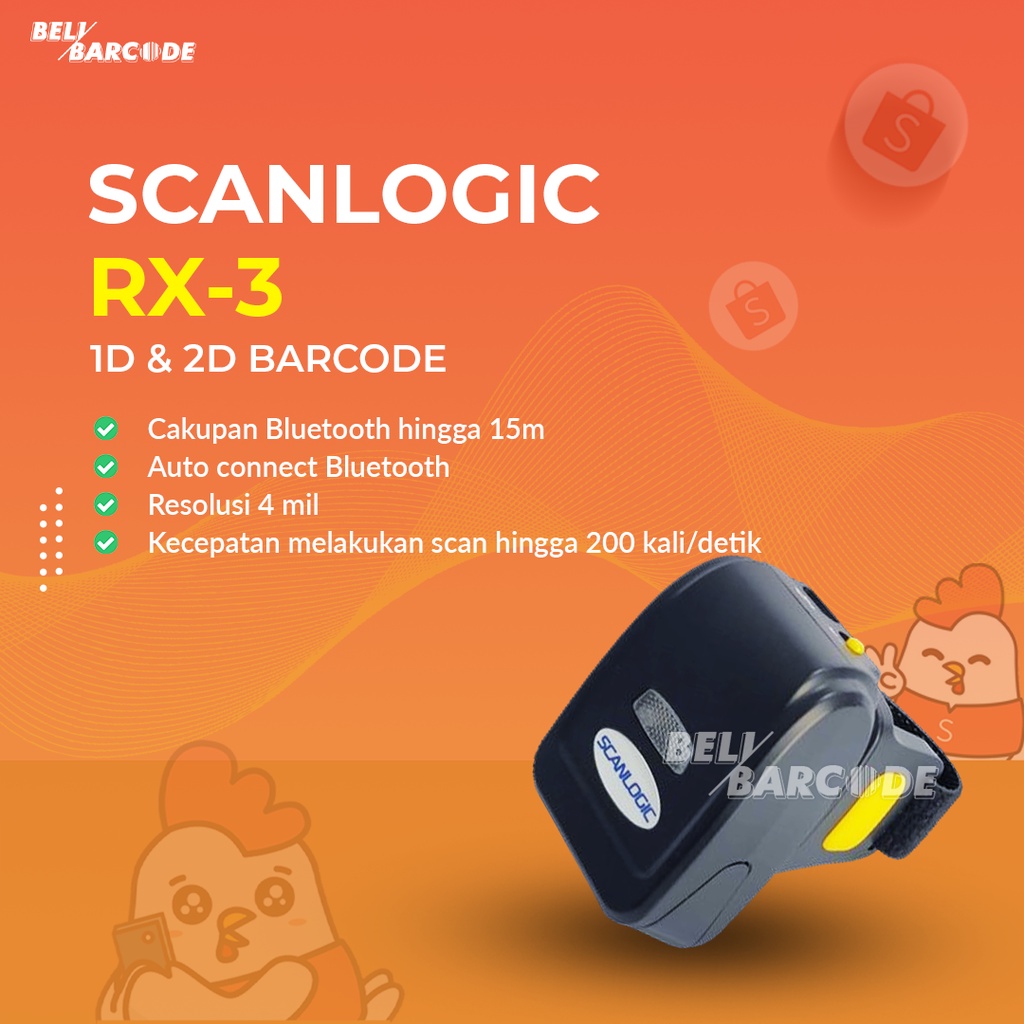 Scanner 2D Barcode Scanlogic RX-3 Bluetooth Scan RX3